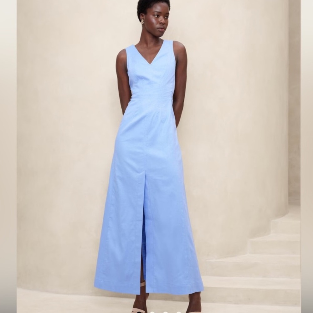 NEW Banana Republic Linen-Blend Seam Bodice Maxi Dress Women's Size 8